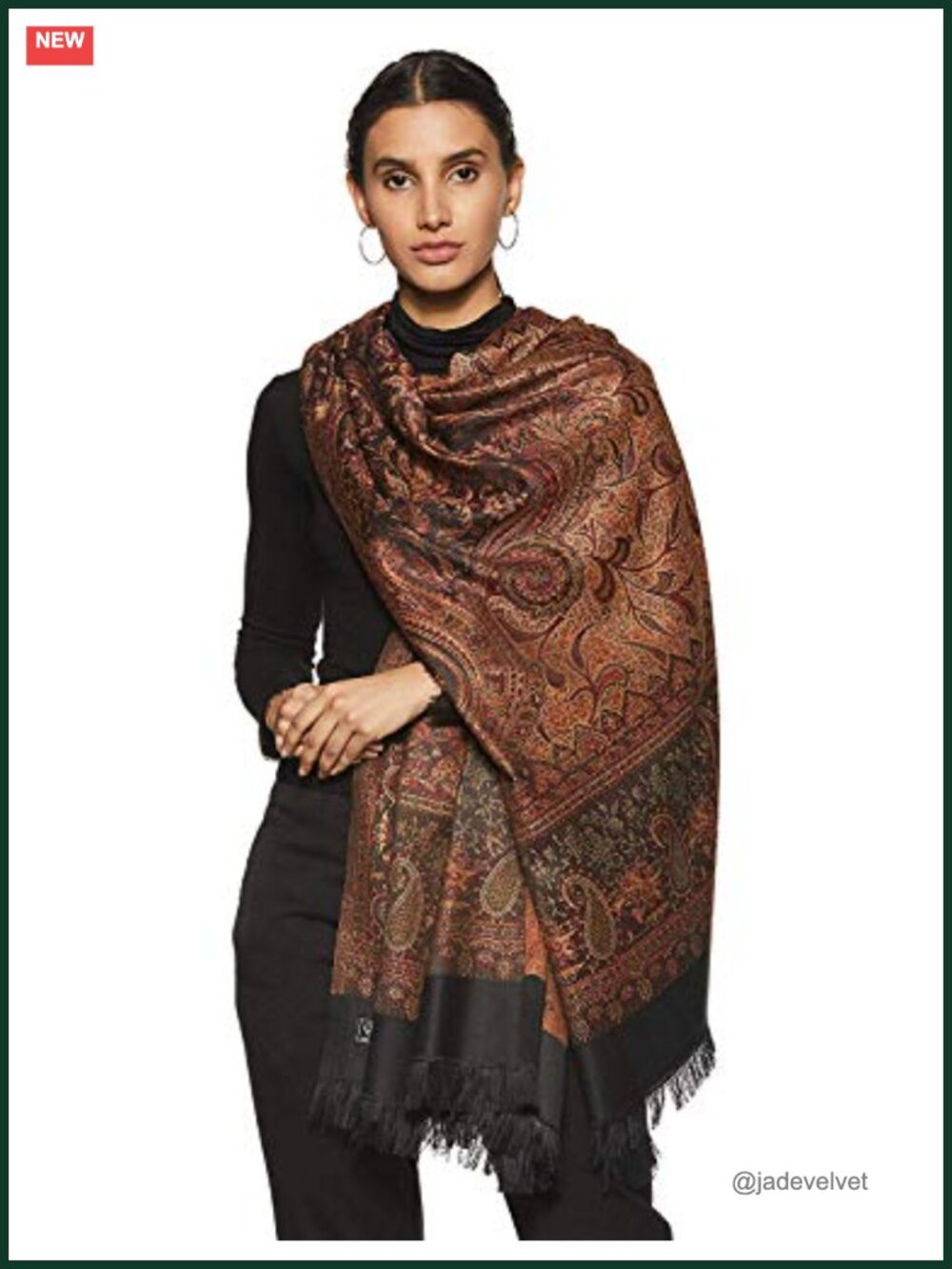 Women's Wool Blend Woven Shawl Wrap 40x80